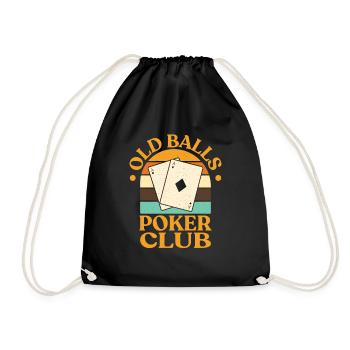 Old Balls Poker Club Retro Grandpa Game Card - Drawstring Bag - black - Front