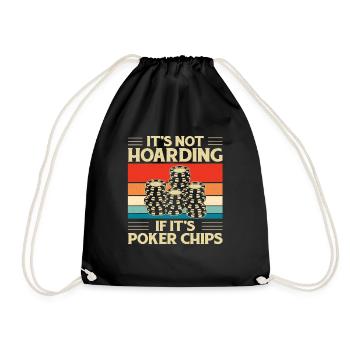 It's Not Hoarding If It's Poker Chips Retro Aces G - Drawstring Bag - black - Front