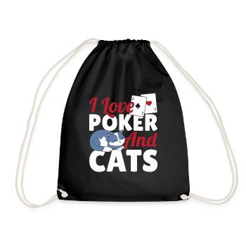 I Love Poker And Cats Aces Spades Bluffing Texas H - Drawstring Bag - black - Front