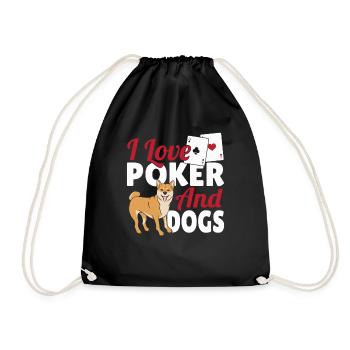 Game Card Texas Hold'em I Love Poker And Dogs - Drawstring Bag - black - Front