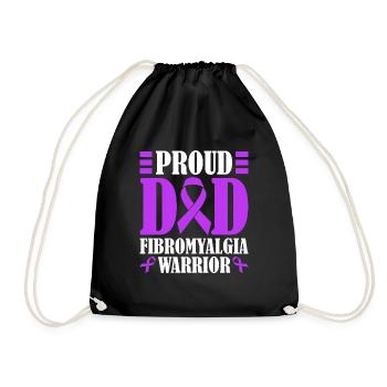 Proud father of a fibromyalgia warrior - Drawstring Bag - black - Front
