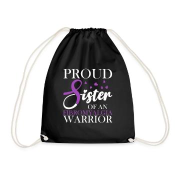 Proud mother of a fibromyalgia warrior - Drawstring Bag - black - Front