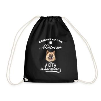 Beware of the master, harmless Akita - Turnbeutel - Schwarz - Vorne
