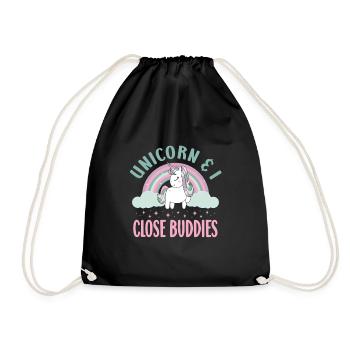 Vintage Rainbow Unicorn & I - Close Buddies Spirit - Drawstring Bag - black - Front