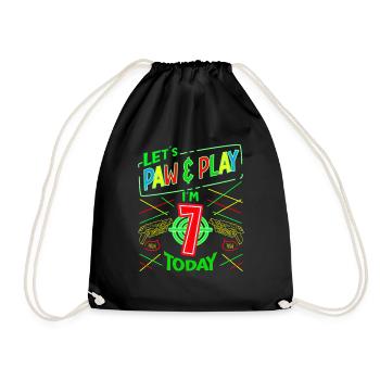 Lets Paw & Play I am 7 Years Old Today Laser Tag - Drawstring Bag - black - Front
