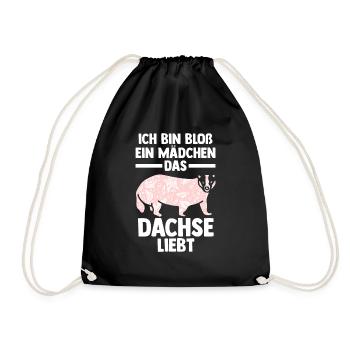 Tiermotiv Dachs - Turnbeutel - Schwarz - Vorne