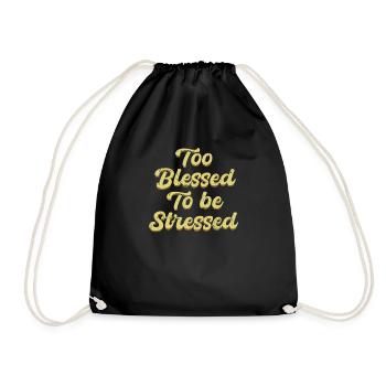 Too Great To Be Stressed Christian Free Bible Pun - Drawstring Bag - black - Front