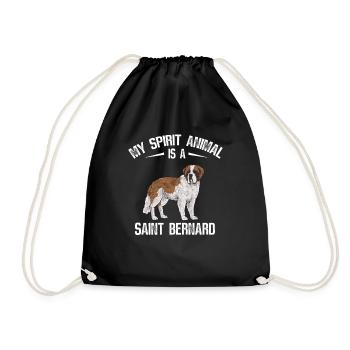 St. Bernard St. Bernard Dog Dog - Drawstring Bag - black - Front
