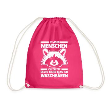 Tiermotiv Waschbär - Turnbeutel - Fuchsia - Vorne