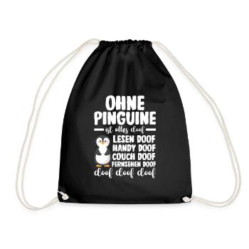 Tiermotiv Pinguin - Turnbeutel - Schwarz - Vorne