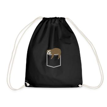 Humorous Sloths Laziness Sarcastic Pocket - Drawstring Bag - black - Front