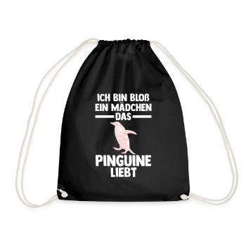 Tiermotiv Pinguin - Turnbeutel - Schwarz - Vorne