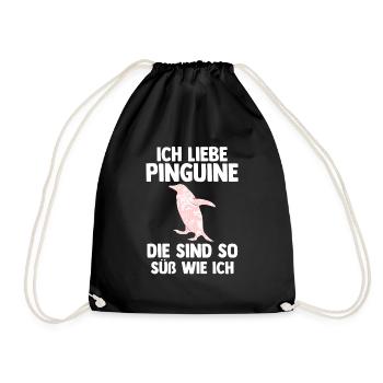 Tiermotiv Pinguin - Turnbeutel - Schwarz - Vorne