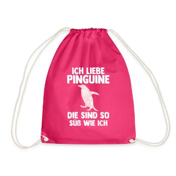Tiermotiv Pinguin - Turnbeutel - Fuchsia - Vorne