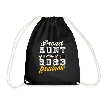 Aunt of Graduate - Proud Aunt of a Class of 2023 - Drawstring Bag - black - Front