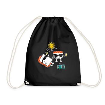 Funny Japanese Sushi Surf Hello Summer - Drawstring Bag - black - Front