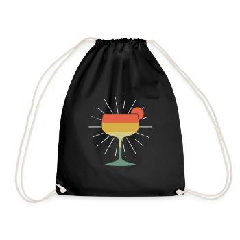 Vintage Summer Drink Alcohol Surf Hello Summer - Drawstring Bag - black - Front