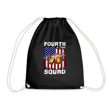 4th Of July Squad Day Drinking Crew US Flag - Drawstring Bag - black - Front