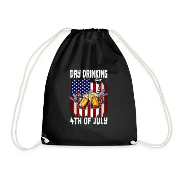Happy 4th Of July Day Drinking American Flag - Drawstring Bag - black - Front