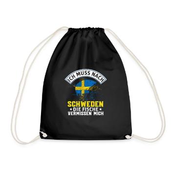 Ich Muss Nach Schweden Die Fische Vermissen Mich - Turnbeutel - Schwarz - Vorne