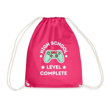 High School Level Complete Gamer Graduate - Drawstring Bag - fuchsia - Front