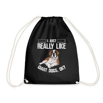 St. Bernard St. Bernard Dog Dog - Drawstring Bag - black - Front