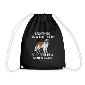 St. Bernard St. Bernard Dog Dog - Drawstring Bag - black - Front