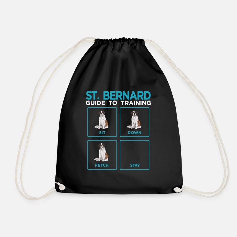 St. Bernard St. Bernard Dog Dog - Drawstring Bag - black
