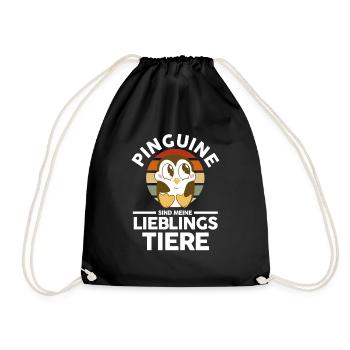 Tiermotiv Pinguin - Turnbeutel - Schwarz - Vorne