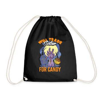 Will Trade Sister For Candy Halloween - Drawstring Bag - black - Front