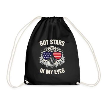American Flag 4th July Bald Eagle - Drawstring Bag - black - Front