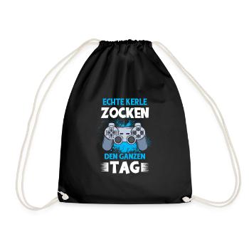 Zocker Geschenk Junge Gamer Controller Zocken - Turnbeutel - Schwarz - Vorne