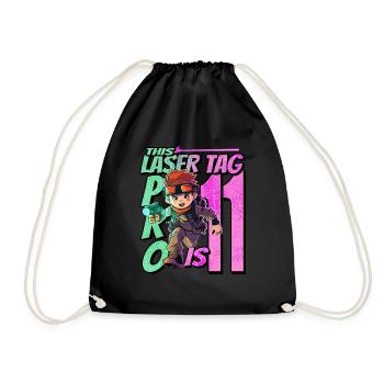 Finally 11 years old – Lasertag birthday - Drawstring Bag - black - Front