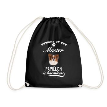 Beware of the master, harmless Papillon - Turnbeutel - Schwarz - Vorne