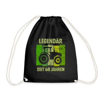 68 Geburtstag Geschenk 68. Landwirt Spruch - Turnbeutel - Schwarz - Vorne