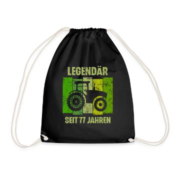 77 Geburtstag Geschenk 77. Landwirt Spruch - Turnbeutel - Schwarz - Vorne