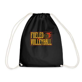 Powered by volleyball players Beach sports - Drawstring Bag - black - Front