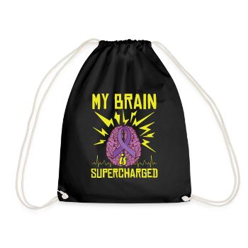 My Brain Is Supercharged - Drawstring Bag - black - Front