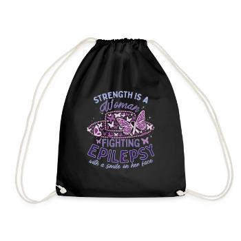 Strength Is A Woman Fighting Epilepsy Warrior - Drawstring Bag - black - Front