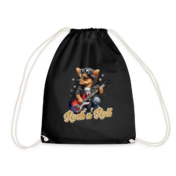 Drôle de chien avec guitare électrique, dicton Rock’n’Roll - Sac de sport léger - noir - Devant
