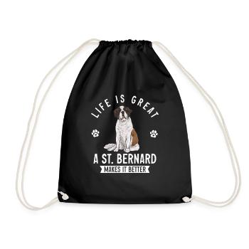 St. Bernard St. Bernard Dog Dog - Drawstring Bag - black - Front
