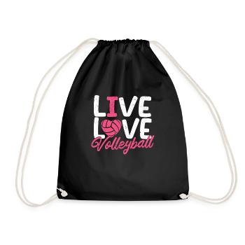 Live Love Volleyball Player Coach Fan Sports - Drawstring Bag - black - Front