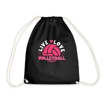 Live Love Volleyball Player Coach Fan Sports - Drawstring Bag - black - Front