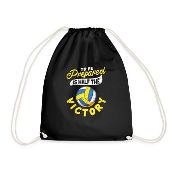 Being prepared is half the victory volleyball - Drawstring Bag - black - Front