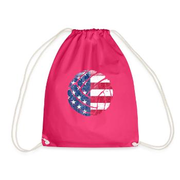 American Flag Volleyball Ball USA Athletes - Drawstring Bag - fuchsia - Front