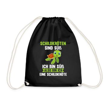 Schildkröte Schildkröten - Turnbeutel - Schwarz - Vorne