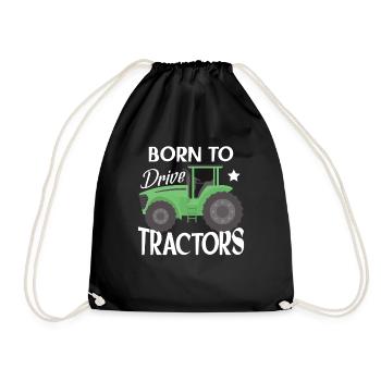 Funny Children Farming Farm Tractor - Drawstring Bag - black - Front