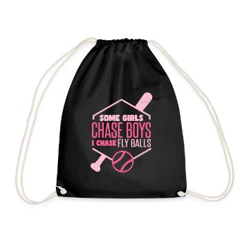 I Chase Fly Balls Softball Girl - Drawstring Bag - black - Front