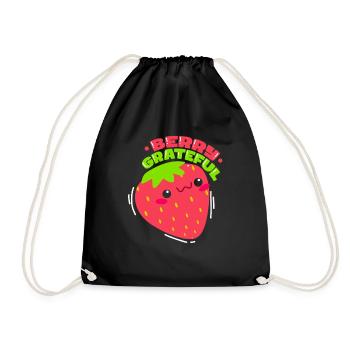 Berry Grateful Strawberry Fruit Lover - Drawstring Bag - black - Front