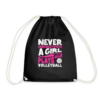 Never underestimate a girl who plays volleyball - Drawstring Bag - black - Front